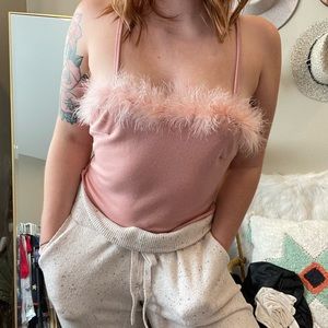 cute lil Y2K inspired fuzzy trim tank